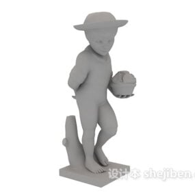 Jongen standbeeld sculptuur 3D-model