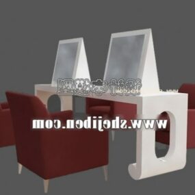Frisørbord og stolmøbler 3d-modell
