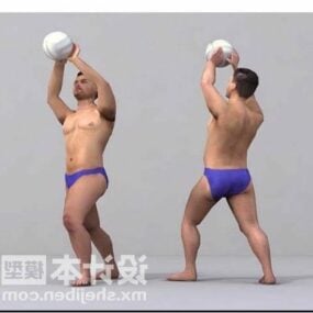 内衣男子打排球3d模型