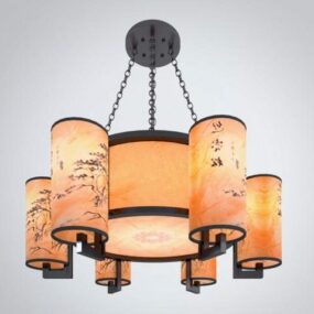 Painted Shade Chinese Chandelier 3d model