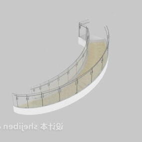 रेलिंग 3डी मॉडल के साथ घुमावदार सीढ़ियाँ