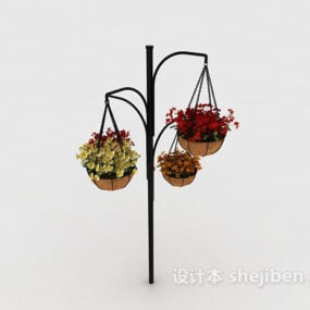 Flower On Hanging Basket 3d model