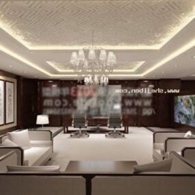 Office Master Room With Ceiling Lamp 3d model