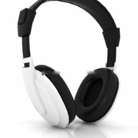 White Black Headphones 3d model