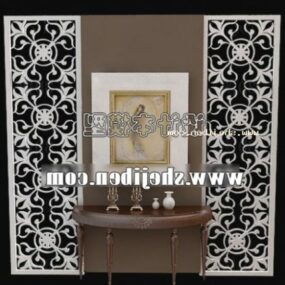 Hollow Partition Wall With Painting Frame 3d model