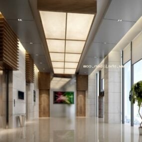 Model 3d Pemandangan Interior Hall Elevator Omah