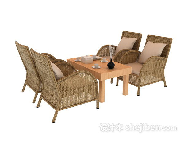 Outdoor Rattan Bamboo Chair Table