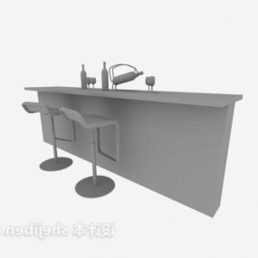 Simple Small Bar Furniture With Chair 3d model