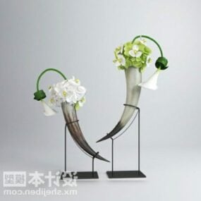 植物の鉢植えの様式化された装飾 3D モデル