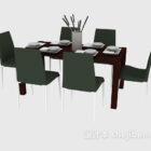 Modern Dining Table And Chair With Tableware