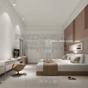 Interno della stanza tono bianco con mobili modello 3d
