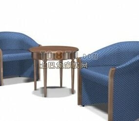 Hotel Single Sofa Chair With Stool Table 3d model