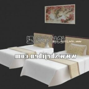 होटल डबल बेड फुल सेट 3डी मॉडल