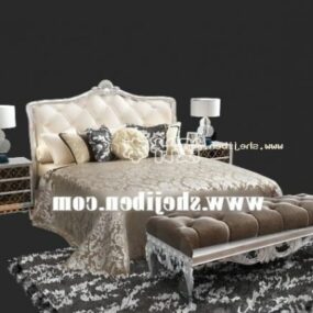 Hotel Double Bed Boutique Style 3d model