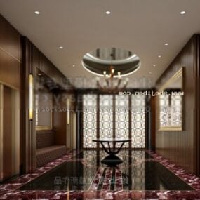 Modello 3d della scena interna interna dello spazio dell'ascensore dell'hotel
