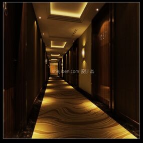 Hotel Corridor With Lighting Decoration V1 3d model