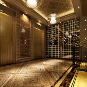 Hotel Staircase Corridor Interior Scene 3d model