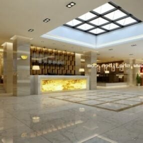 Hotel Lobby With Open Space On Ceiling 3d model