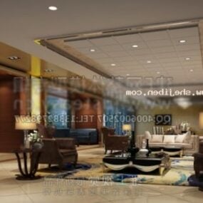 Building Hotel Hall Interior Scene 3d model