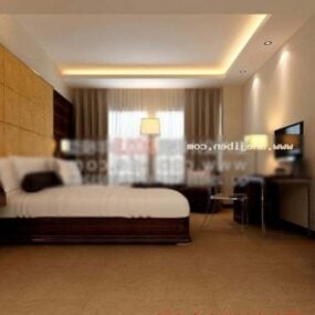 Hotel Room Double Bed With Carpet 3d model