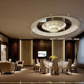 Hotel Dinning Space Interior Scene 3d model