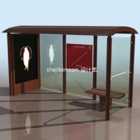 مدل سه بعدی ایستگاه اتوبوس شیشه ای