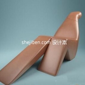 Curved Shaped Leather Recliner 3d model