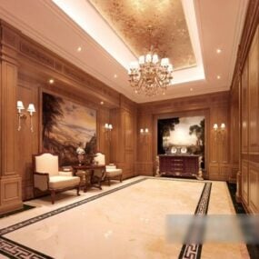 Adegan Interior Malam Koridor Hotel V1 model 3d