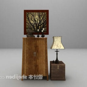 Retro Wooden Hall Cabinet 3d model