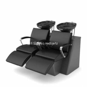 Leather Hair Salon Twin Chair 3d model