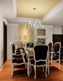 Indoor Dinning Space With Chair Table 3d model