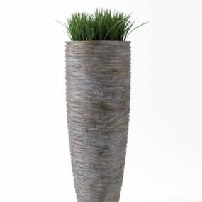 Vas Bunga Model 3d Pot Persegi Panjang