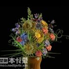 Arbusto de flores de colores en jarrón de porcelana