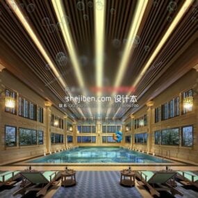 Mô hình nội thất cảnh bể bơi trong nhà 3d