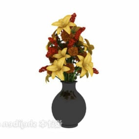 Modelo 3D de flor decorativa de bonsai em vaso interno