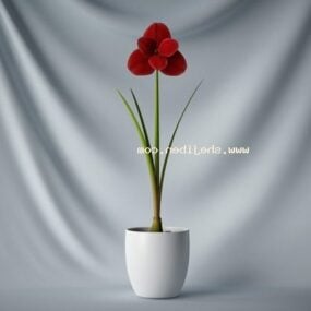 Modello 3d di fiori decorativi in ​​vaso per interni