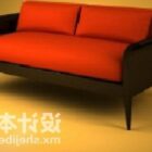 Sisätiloissa yksinkertainen sohva punainen kangas