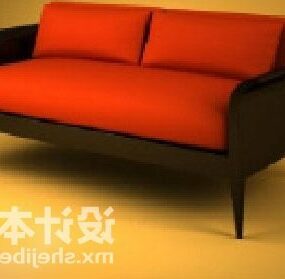 Indoor Simple Sofa Red Fabric 3d model