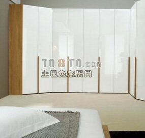 3д модель внутреннего пространства спальни в белых тонах