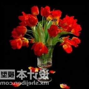Model 3d Pot Vas Bunga Mawar Cantik