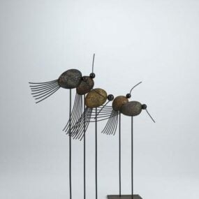 Modello 3d di scultura di uccelli in ferro