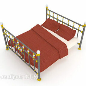 نموذج ثلاثي الأبعاد لسرير مزدوج من الحديد العتيق