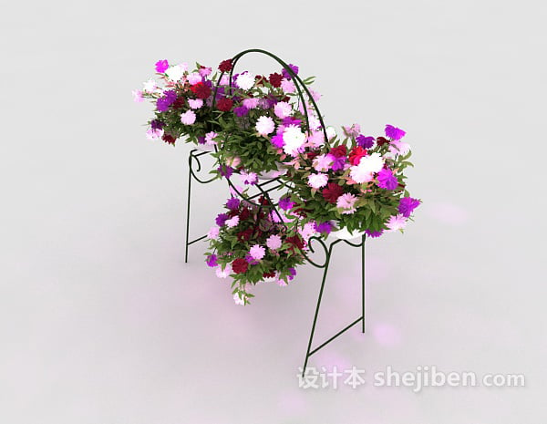 Iron Flower Stand With Flower Bushes