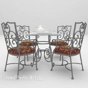 Rautapöytä ja tuoli ulkokäyttöön 3d-malli