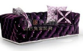 Sammetsklädsel soffa med kudde 3d-modell