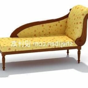 Vintage Recliner Chair Yellow Textile 3d model
