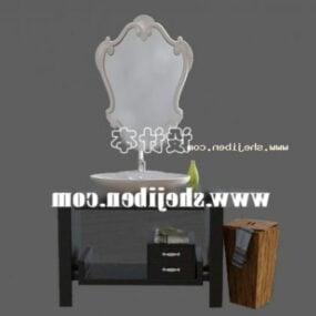 Cermin Klasik Sanitasi Kamar Mandi Dengan Model Wastafel 3d