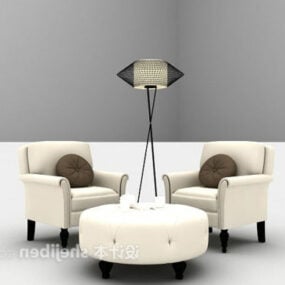 Modern Single Sofa Floor Lamp Combination 3d model