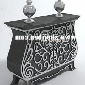 Boutique Side Cabinet With Decoration 3d model