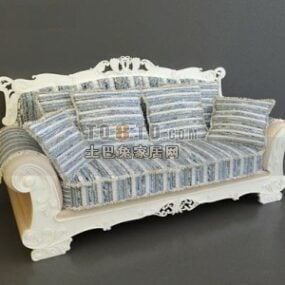 Europejska sofa wielbłądowa malowana na biało Model 3D